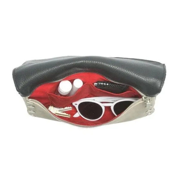 ❤️Hammitt Dillon Black Pewter Reversible 3 Way Clutch Crossbody leather Handbag - Picture 5 of 14